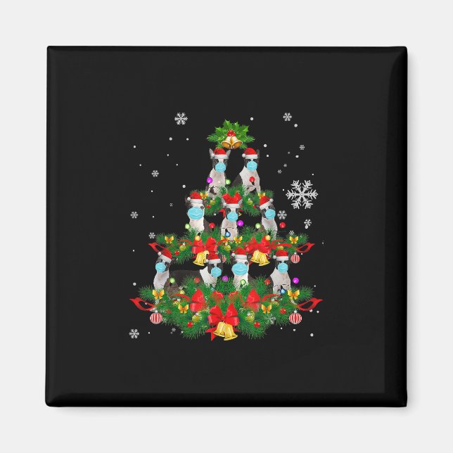 Funny Boston Terrier Christmas Tree Dog Mask Xmas Magnet (Vorne)