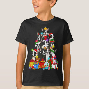 Funny Boston Terrier Christmas Tree Lights Welpe T-Shirt