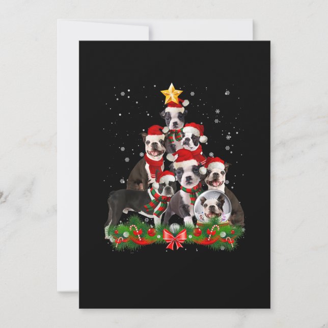 Funny Boston Terrier Dog Weihnachtsbaum Geschenk Ankündigung (Vorderseite)