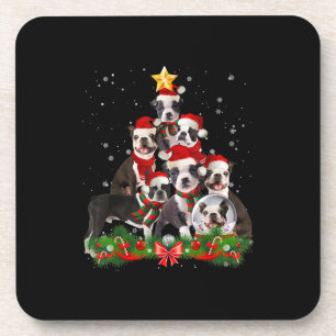 Funny Boston Terrier Dog Weihnachtsbaum Geschenk Getränkeuntersetzer