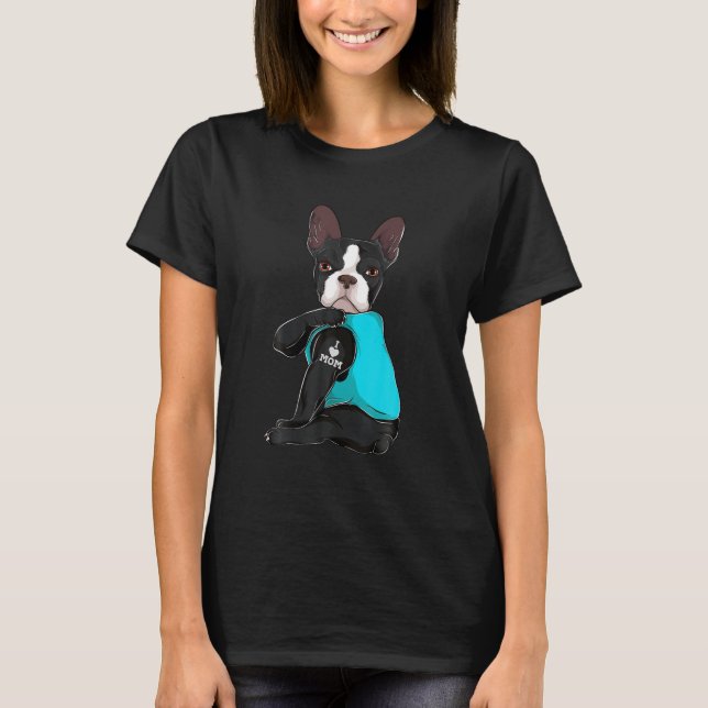 Funny Boston Terrier I Liebe Mama Apparel Dog Mama T-Shirt (Vorderseite)