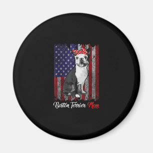 Funny Boston Terrier Mama American Flag T-Shirt T Magnet