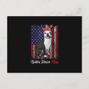 Funny Boston Terrier Mama American Flag T-Shirt T Postkarte