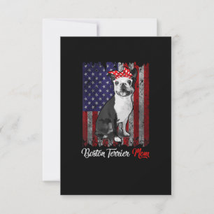 Funny Boston Terrier Mama American Flag T-Shirt T  RSVP Karte