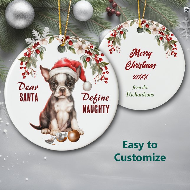 Funny Boston Terrier Pup definiert Schönheit Weihn Keramik Ornament (Von Creator hochgeladen)