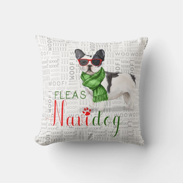 Funny Boston Terrier Watercolor Weihnachten Kissen (Vorderseite)