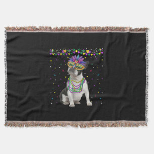 Funny Boston Terrier Wear Karneval Mask Mardi Decke