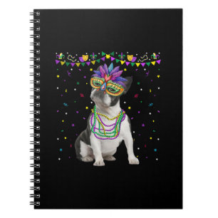 Funny Boston Terrier Wear Karneval Mask Mardi Notizblock