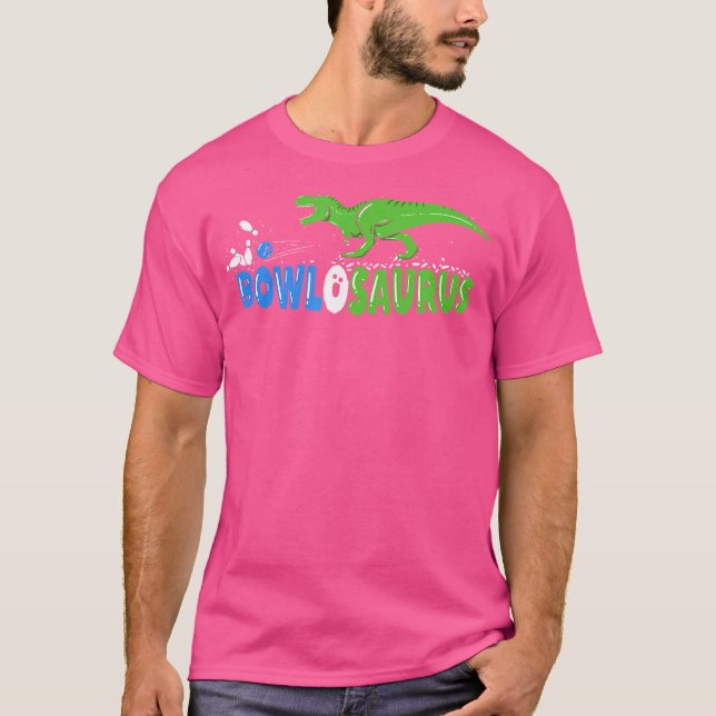 Funny Bowler Niedlich Dinosaur Bowling T-Shirt (Vorderseite)