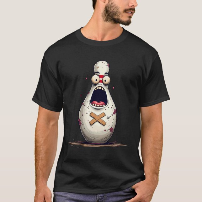 Funny Bowlers erschreckte Bowling Button Grafik fü T-Shirt (Vorderseite)