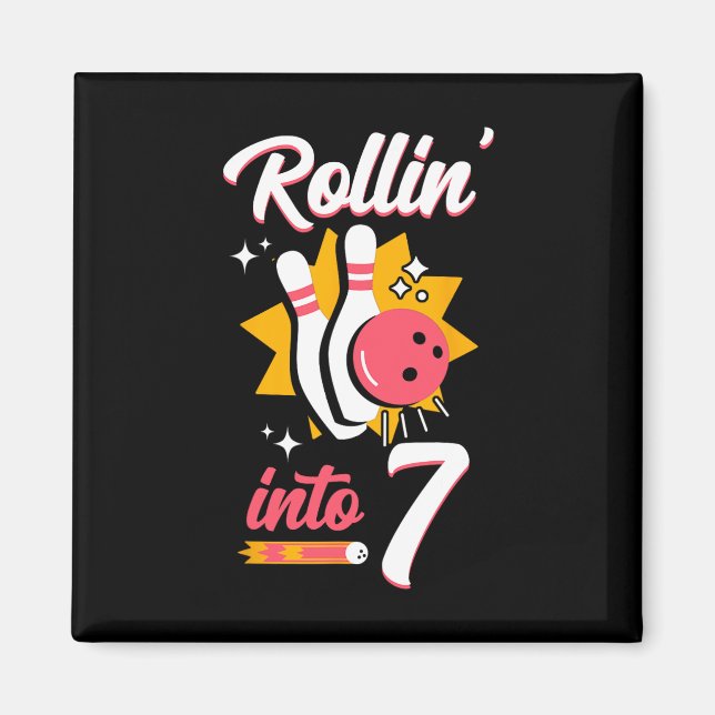 Funny Bowling 7th Birthday Rollin' Inn 7 Magnet (Vorne)