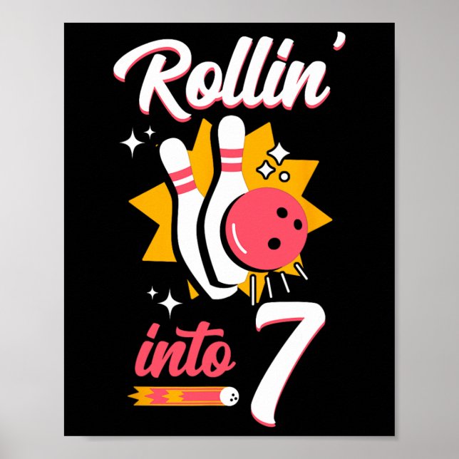 Funny Bowling 7th Birthday Rollin' Inn 7 Poster (Vorne)
