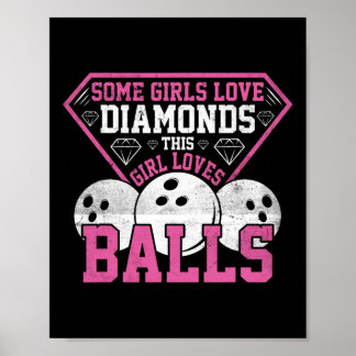 Funny Bowling Art for Women Girls Track Bowling SP Poster