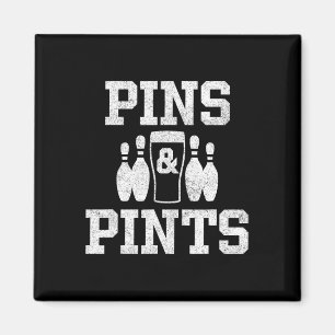 Funny Bowling Beer trinkt Bowler Buttone und Pints Magnet