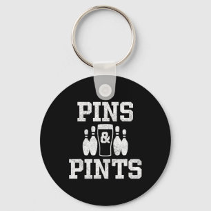 Funny Bowling Beer trinkt Bowler Buttone und Pints Schlüsselanhänger
