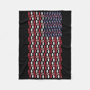 Funny Bowling Button American Flag Design Fleecedecke