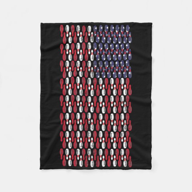 Funny Bowling Button American Flag Design Fleecedecke (Vorderseite)
