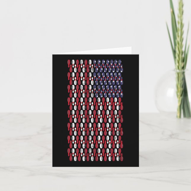 Funny Bowling Button American Flag Design Karte (Vorderseite)