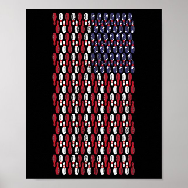 Funny Bowling Button American Flag Design Poster (Vorne)