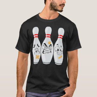 Funny Bowling Button Gesichter für Bowling Lover M T-Shirt