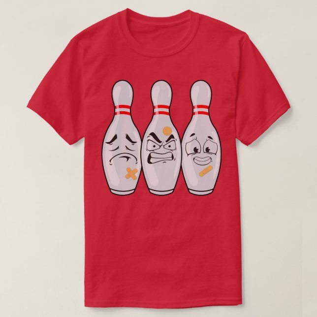 Funny Bowling Button Gesichter für Bowling Lover M T-Shirt (Design vorne)