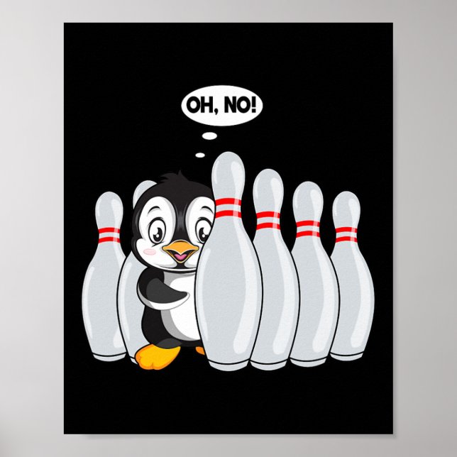 Funny Bowling Button Niedlich Pinguin für Bowling  Poster (Vorne)
