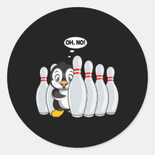 Funny Bowling Button Niedlich Pinguin für Bowling  Runder Aufkleber