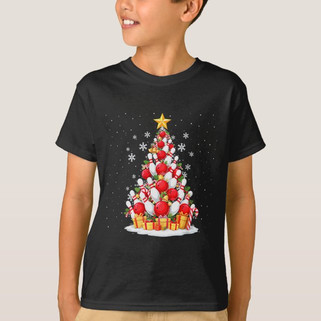 Funny Bowling Christmas Tree Lights Xmas For Men & T-Shirt (Vorderseite)