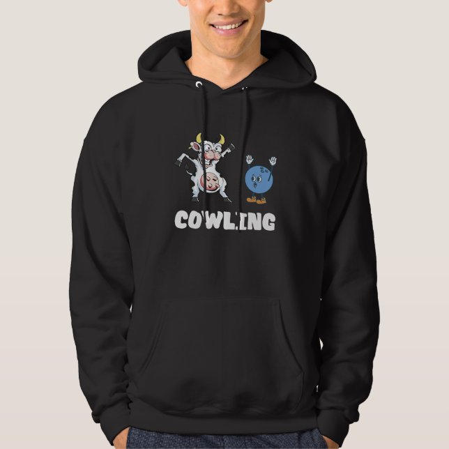 Funny Bowling Cow Bowling Ball Bowler Strike Bowli Hoodie (Vorderseite)