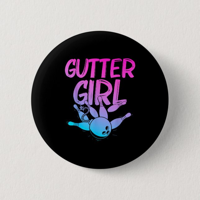 Funny Bowling Design For Girls Women Bowler Bowlin Button (Vorderseite)