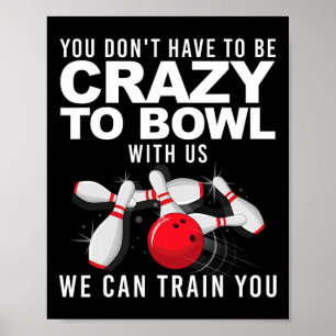 Funny Bowling Design Women Kids Bowler Bow Poster