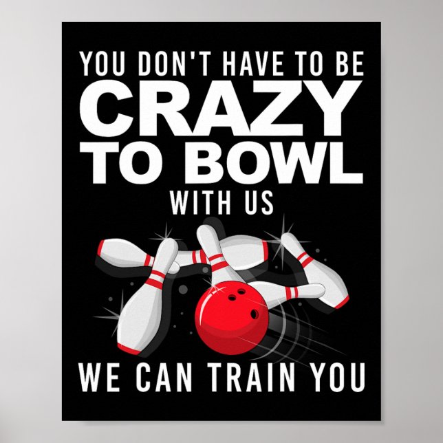Funny Bowling Design Women Kids Bowler Bow Poster (Vorne)