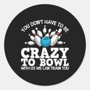 Funny Bowling Design Women Kids Bowler Bow Runder Aufkleber