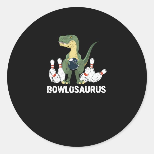Funny Bowling Dinosaur Bowler Dino Bowl T-Rex Runder Aufkleber (Vorderseite)