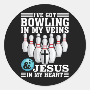 Funny Bowling Geschenk für Männer Frauen Niedlich  Runder Aufkleber