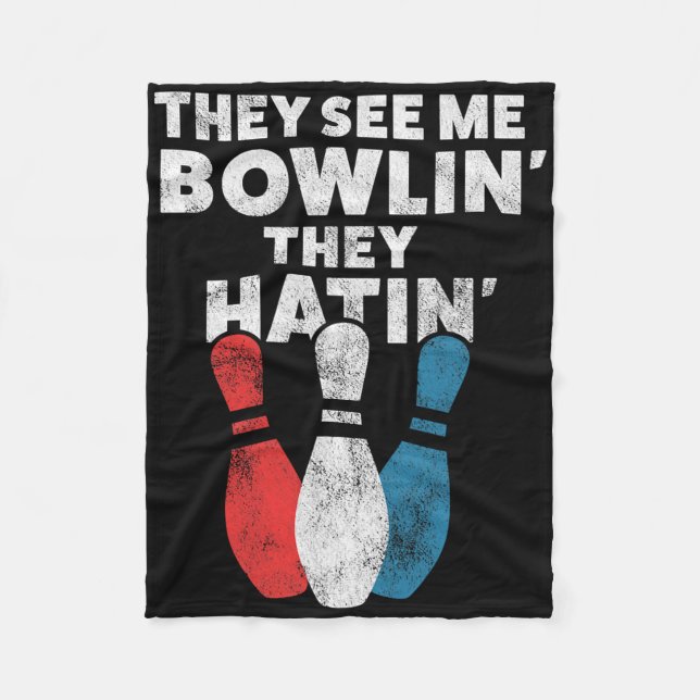 Funny Bowling Geschenk für Männer Frauen oder Vate Fleecedecke (Vorderseite)