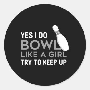 Funny Bowling Girl Player Game Bowler Enthusiasten Runder Aufkleber