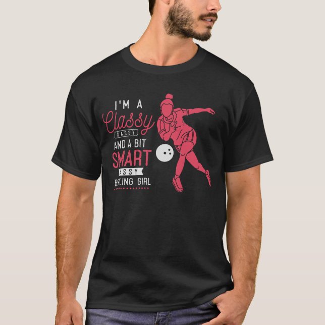 Funny Bowling Girl Witty Bowler Spaß T-Shirt (Vorderseite)