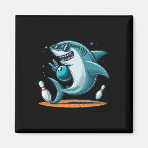 Funny Bowling Graphic Shark Bowling Design Funny B Magnet