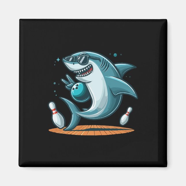 Funny Bowling Graphic Shark Bowling Design Funny B Magnet (Vorne)