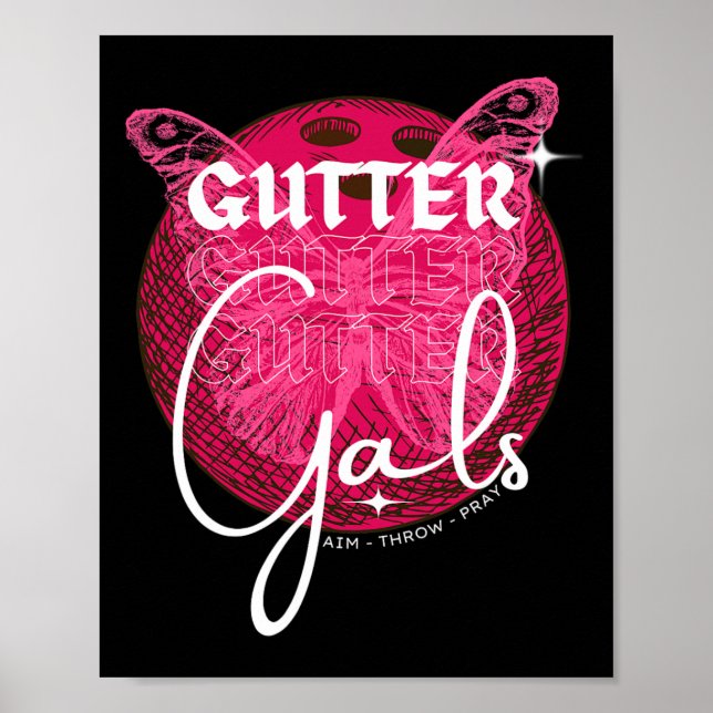 Funny Bowling Gutter Gals Team Name Girls Party Poster (Vorne)