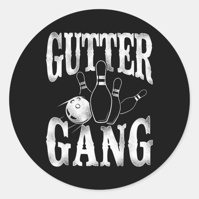 Funny Bowling Gutter Gang Runder Aufkleber (Vorderseite)