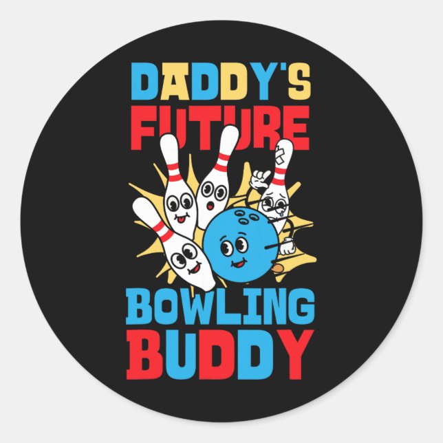 Funny Bowling Kleinkind Daddy's Future Bowling Bud Runder Aufkleber (Vorderseite)