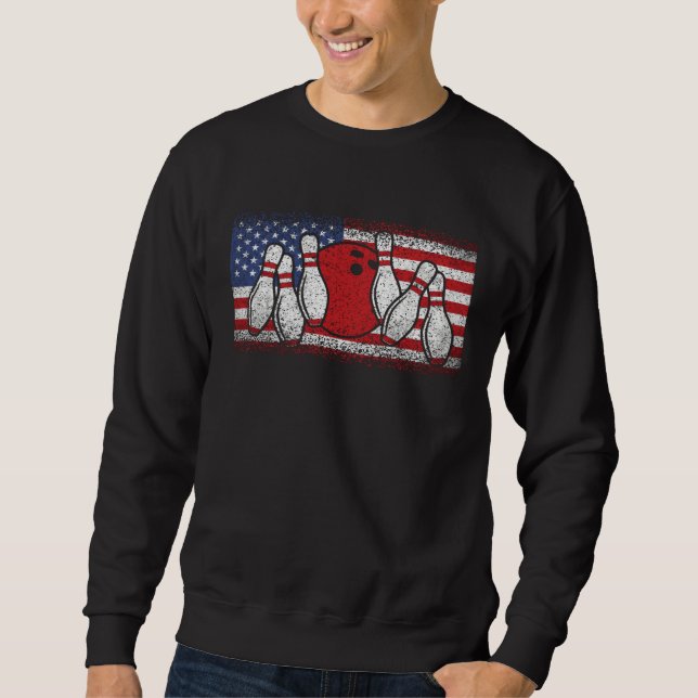Funny Bowling Pin pals Patriotic US Flag For Men W Sweatshirt (Vorderseite)