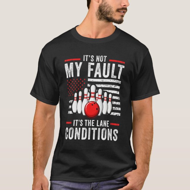 Funny Bowling Player US Flag Bowler Team Bowling L T-Shirt (Vorderseite)