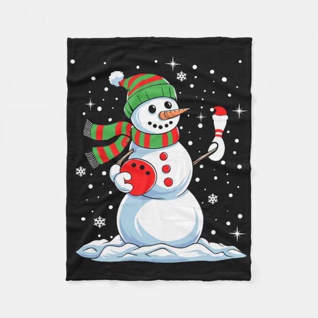 Funny Bowling Player Xmas Lights Snow Bowling Chri Fleecedecke (Vorderseite)