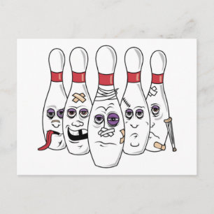 Funny Bowling Postcard Postkarte