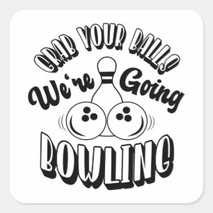 Funny Bowling Print Quadratischer Aufkleber