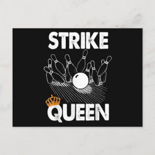 Funny Bowling Strike Queen Tee Shirt Männer Frauen Einladungspostkarte