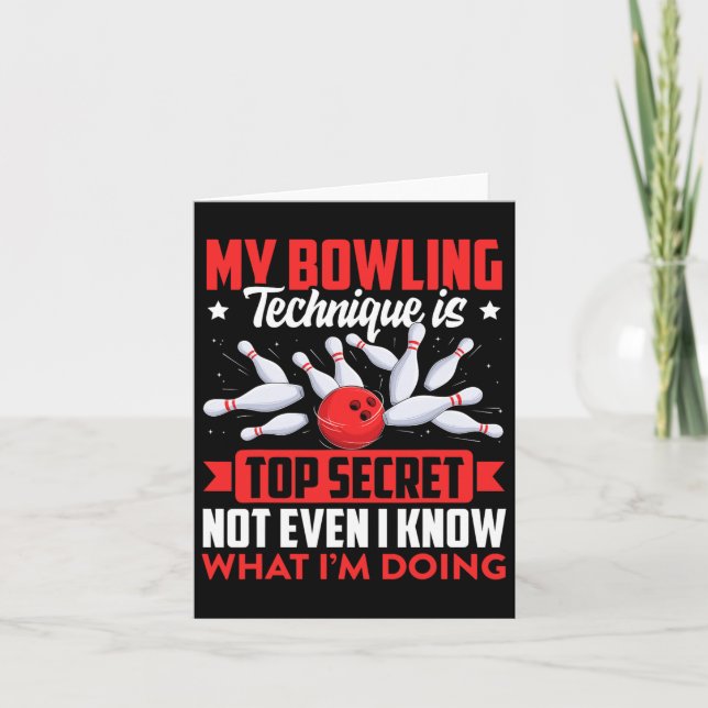 Funny Bowling Technique Ll Bowler Bowling Men Kids Karte (Vorderseite)